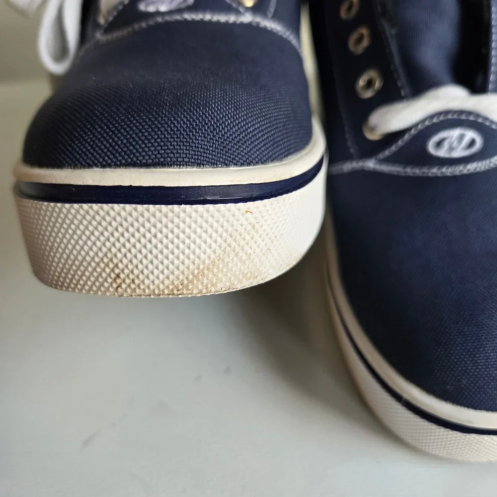 Heelys GR8 Pro 20 Navy Blue Canvas Wheeled Skate Shoes Kids Youth 6 HE100758